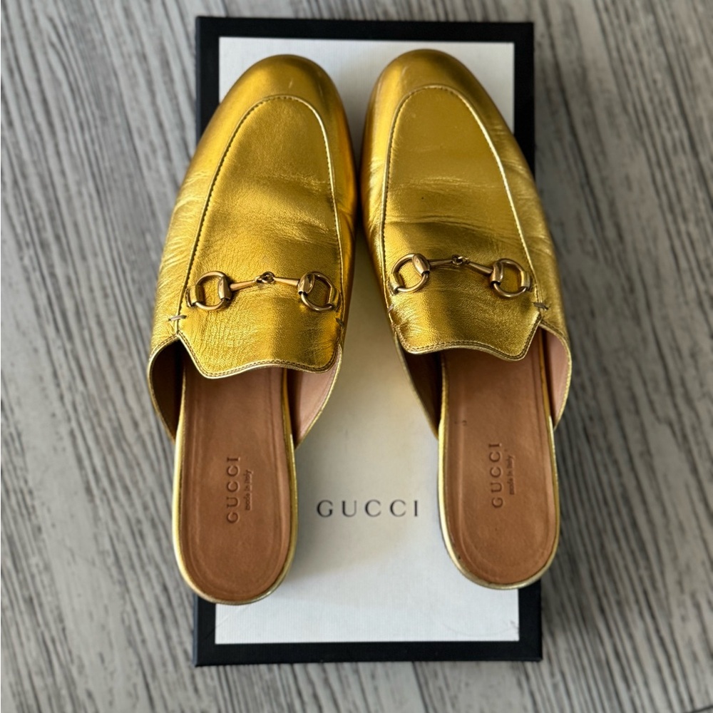 Gucci Gold Women's Mules - Picture 2 of 5